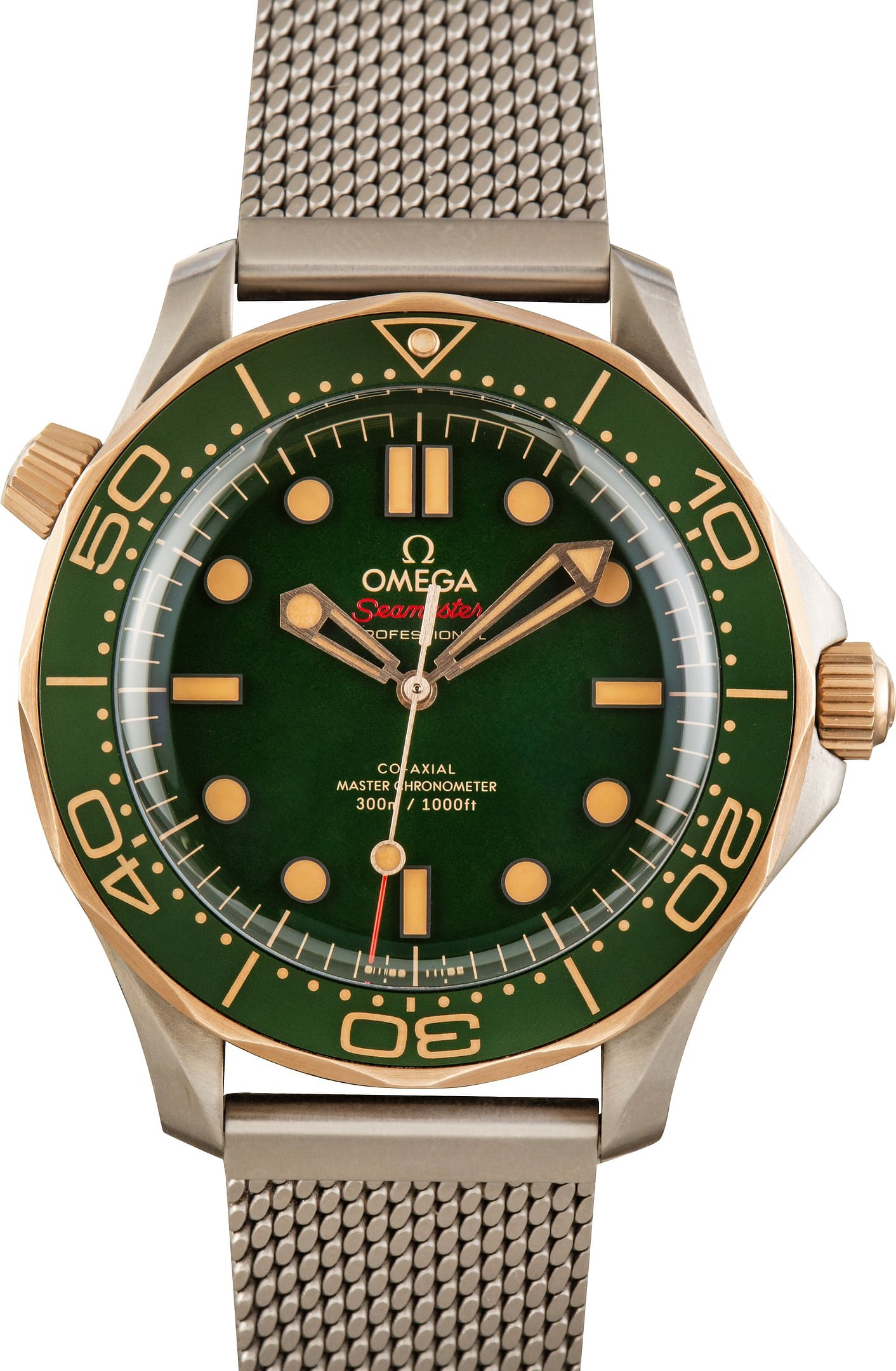 2222 ساعت Omega Seamaster Diver 300M Green Dial Mesh Bracelet - تصویر 1