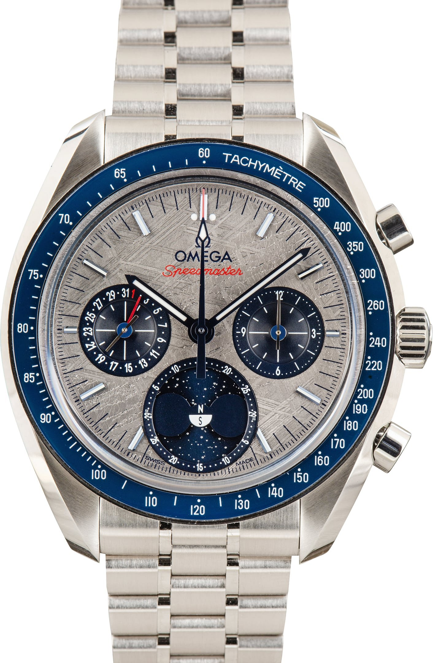454545 امگا اسپیدمستر Moonphase Meteorite – صفحه شهابسنگ با فاز ماه - تصویر 1